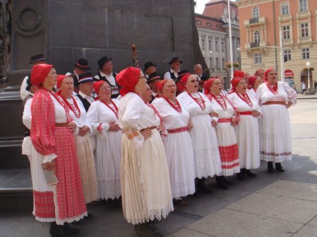 Folk singers on Ban Jelacic Place Zagreb Croatia