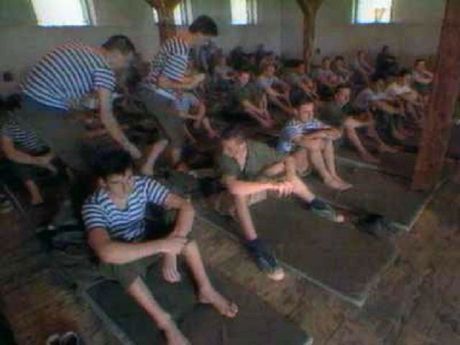 Croat prisoners in Morinj concentration camp 1991/1992 Photo: rtcg.me