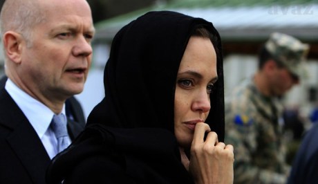 William Hague and Angelina Jolie in Srebrenica, March 2014