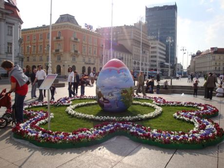 Easter time in Zagreb Croatia Ban Jelacic Square