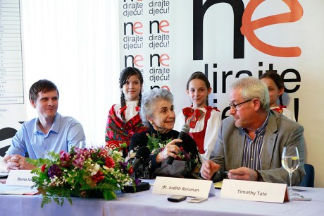 Launching the global campaign  "Don't Touch The Children" in Croatia, May 2014 From left: Borna Jurcevic from Croatian Citizens' Initiative "Don't Touch The Children" with dr. Judith Reisman and Timothy Tate Photo: CI "Don't Touch The Children"