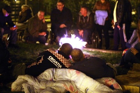 Croatian Homeland War Invalids At protest site in Zagreb Photo: Borna Filic/Pixsell (click to enlarge)