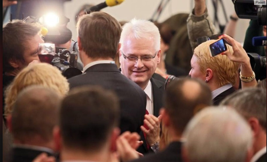 Ivo Josipovic at post-election gathering in Zagreb 28 Dec 2014 Photo: Screenshot 24sata.hr