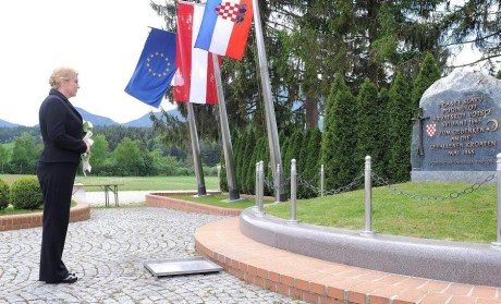 President Kolinda Grabar-Kitarovic At Bleiburg Massacres monument 13 May 2015 Photo: Office of the President, Croatia