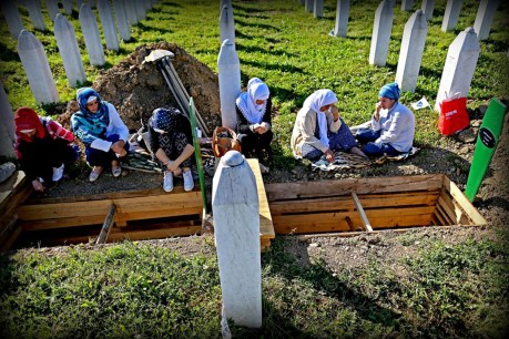Women of Srebrenica  mourn at grave site where recently identified remains are to be buried - 11 July 2015 Photo: The Atlantic