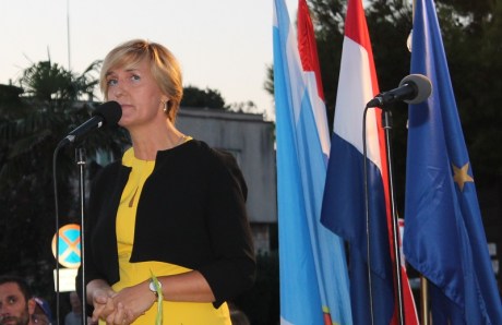 Branka Juricev Martincev Mayor of Vodice Speaks at the unveiling of Monument to Victims of Communist Yugoslavia Photo: TRIS/ H.Pavic