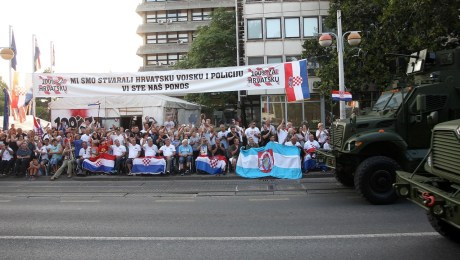 Croatian war wounded  veterans observe the military parade and say about the participants: "they are our pride" Zagreb 4th August 2015