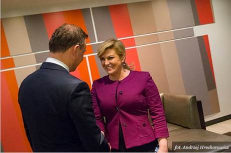 Croatia's President Kolinda Grabar-Kitarovic hosting the 29 September 2015 Adriatic-Baltic-Black Sea Group meeting at UN 