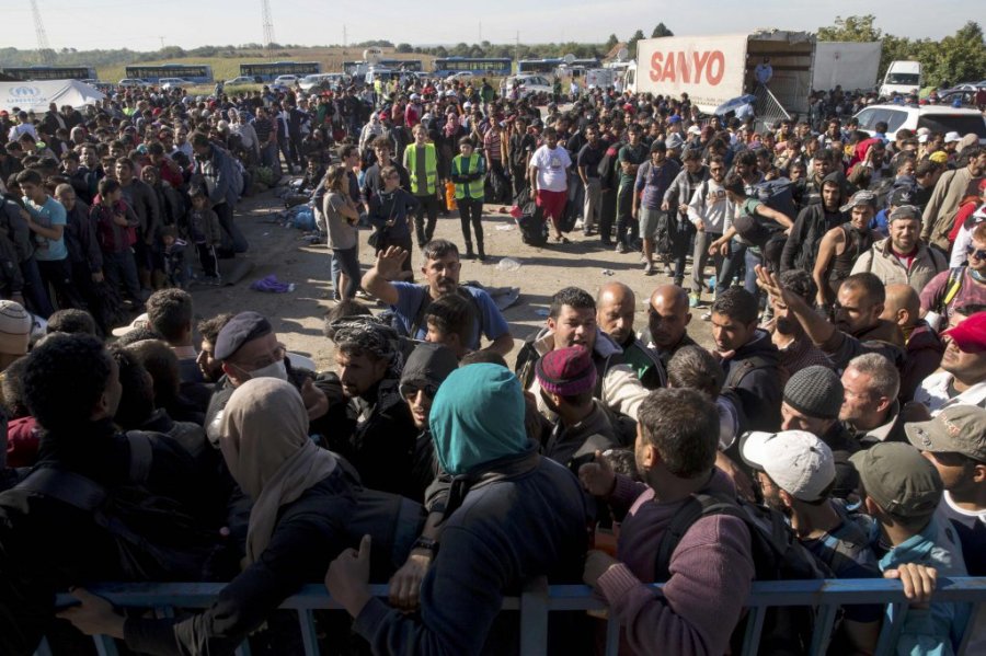 Migrants and refugees at camp Opatovac Croatia Saturday 17 October 2015
