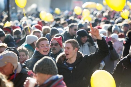 Cheer at Fuzine Croatia Ushering in 2016 at Noon December 31 Photo: Nel Pavletic/Pixsell