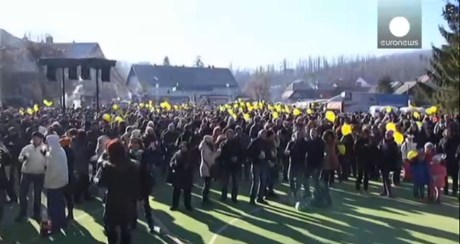 Fuzine Croatia Ushering in New Year 2016 at Noon 31 DEcember 2015 Photo: Screenshot euronews