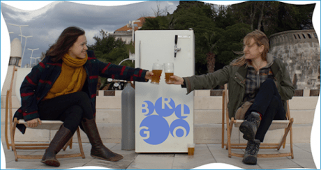 Ana and Maja and BRLOG beer fridge