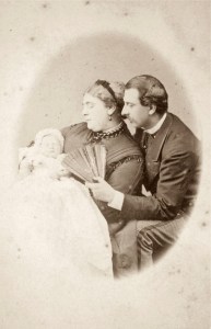 Baby Queen Mary with parents Mary Adelaide and Francis Duke of Teck