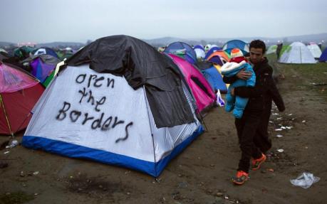 Idomeni camp Greece near Macedonia border 12 March 2016