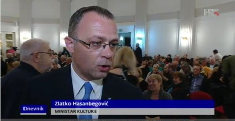 Minister of Culture, Croatia Zlatko Hasanbegovic Photo: Screenshot HRT news 9 April 2016