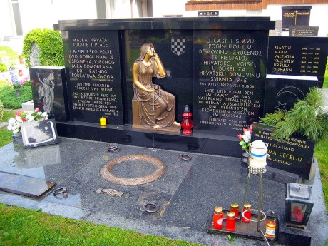 Original monument to Croatian victims at cemetery near Bleiburg