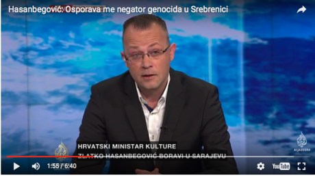 Croatia's Culture Minister Zlatko Hasanbegovic On Al Jazeera TV Photo: Screenshot: balka.aljazeera.net 8 May 2016 