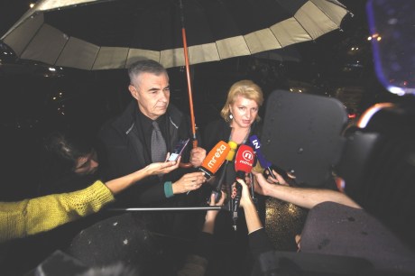From Left: Zeljko Glasnovic and Zorica Greguric Protesting new government appointments Photo: Robert Anic/ Pixsell