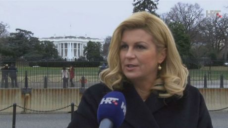 Croatian President Kolinda Grabar-Kitarovic in Washington DC Photo: Screenshot hrt.hr