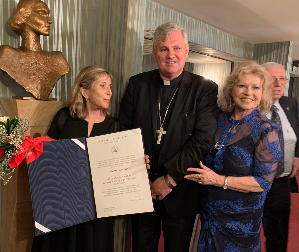 Dr Esther Gitman Awarded Honorary Doctorate For Her Research Into The Role Blessed Alojzije Stepinac Had In Rescuing Jews During WWII&nbsp;Croatia